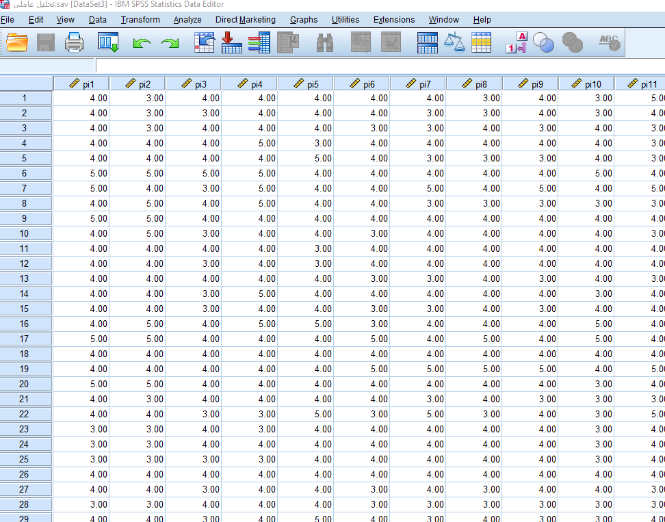 وضعیت داده برای تحلیل اکتشافی