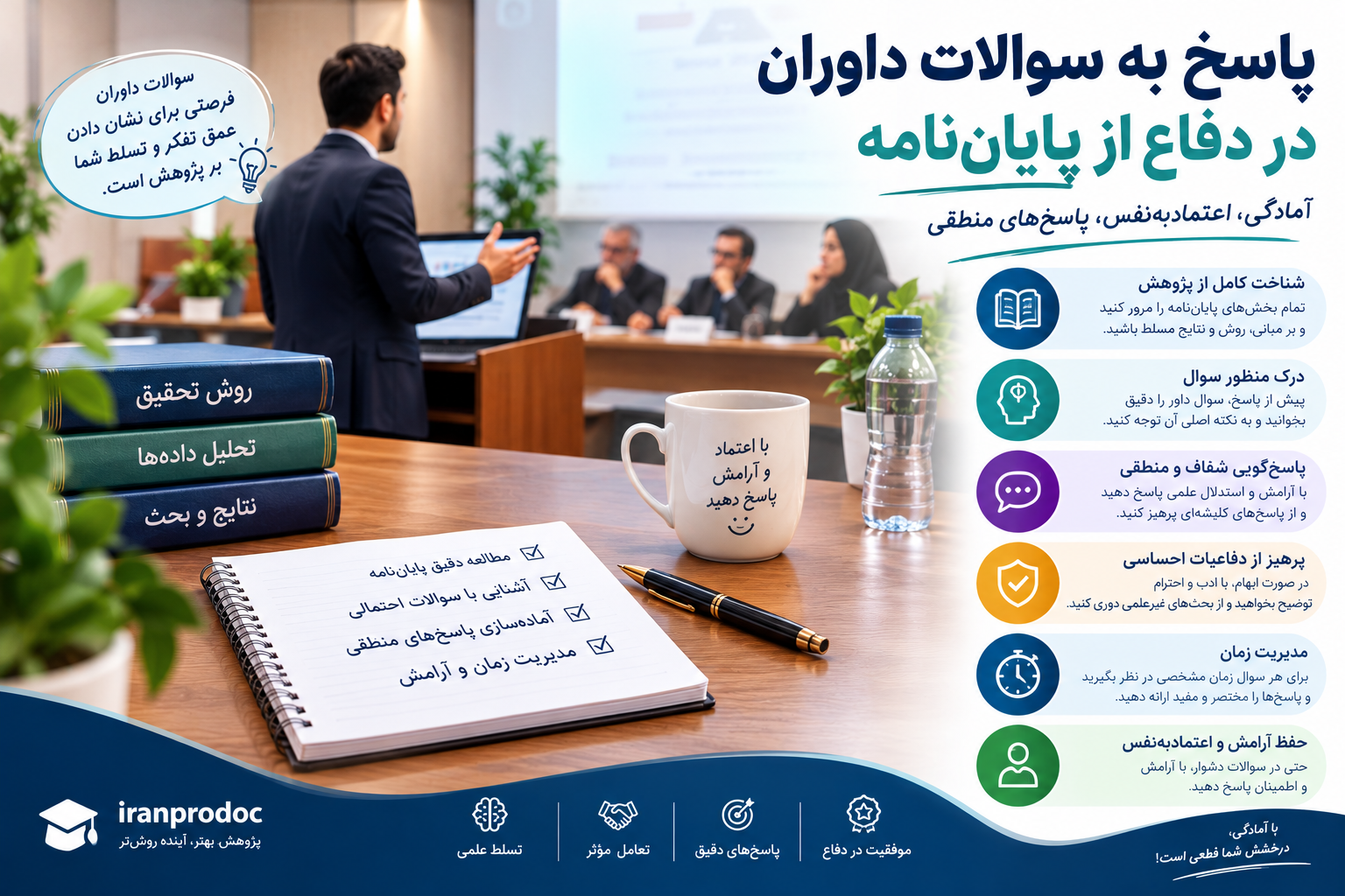 پاسخ به سوالات داوران در دفاع از پایان‌نامه